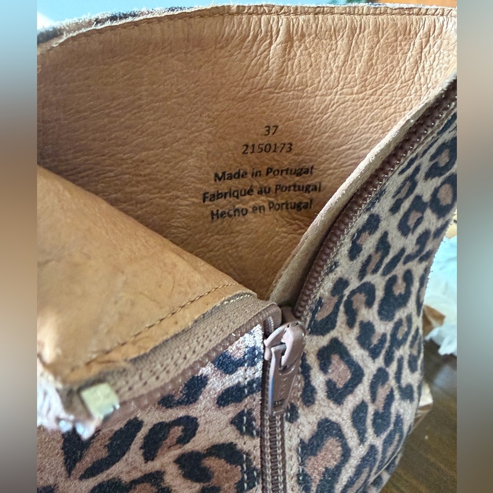 Free People Nicola Suede Block Heel Calf Boots Leopard Cheetah Women’s 37 7 - Picture 9 of 12